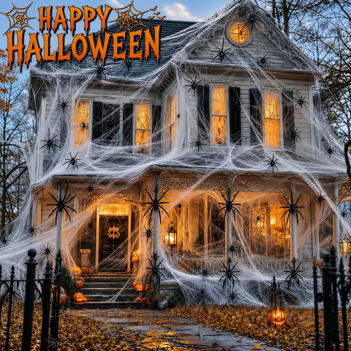 Toile d’araignée décorative Halloween 400 g + 60 araignées – Ultra-extensible