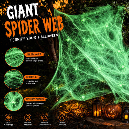 Toile d’araignée décorative Halloween 400 g + 60 araignées – Ultra-extensible