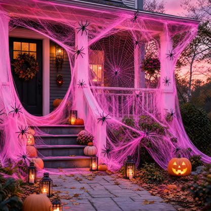 Toile d’araignée décorative Halloween 400 g + 60 araignées – Ultra-extensible