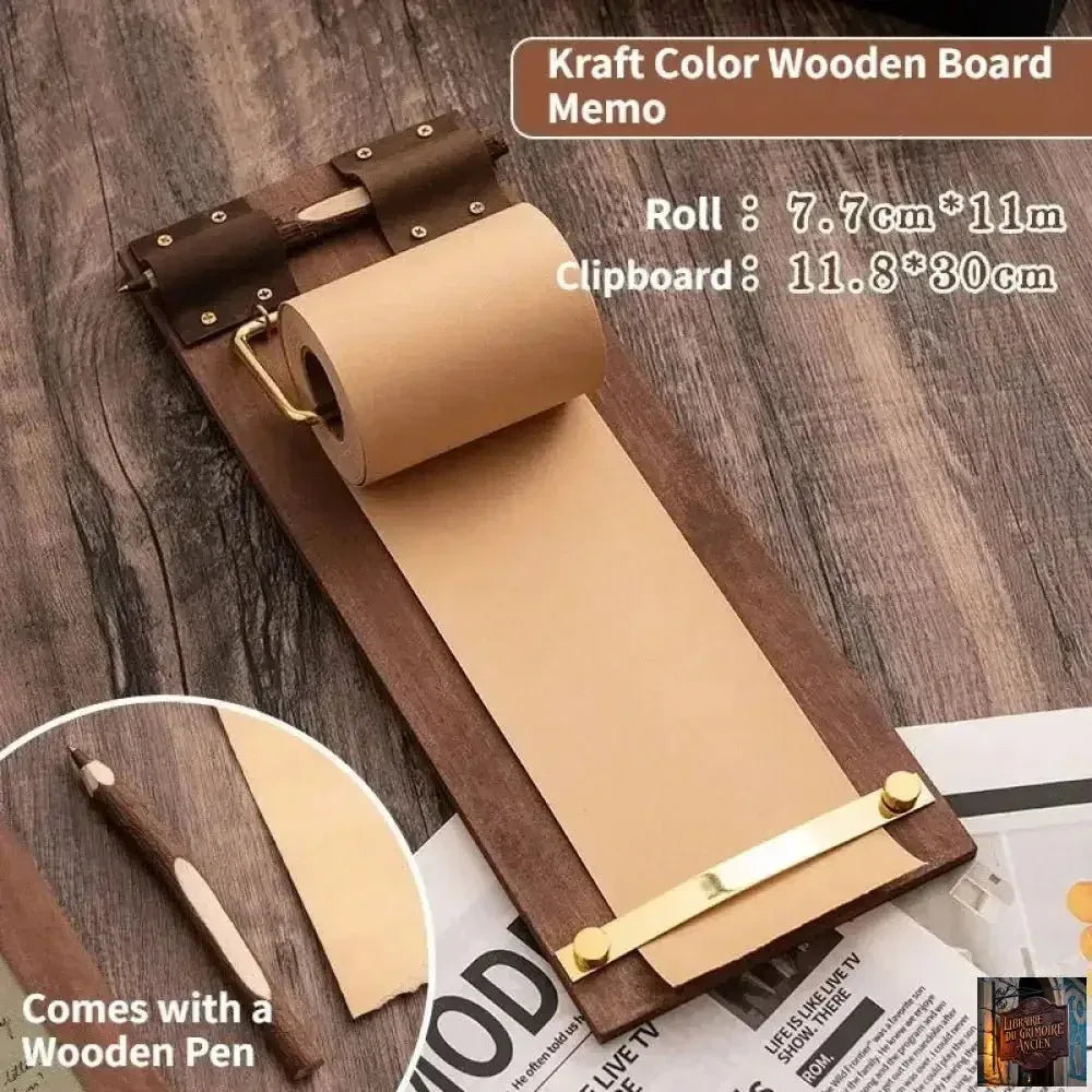 Bloc-notes en bois de style rétro - © 2026 Le Grimoire Ancien