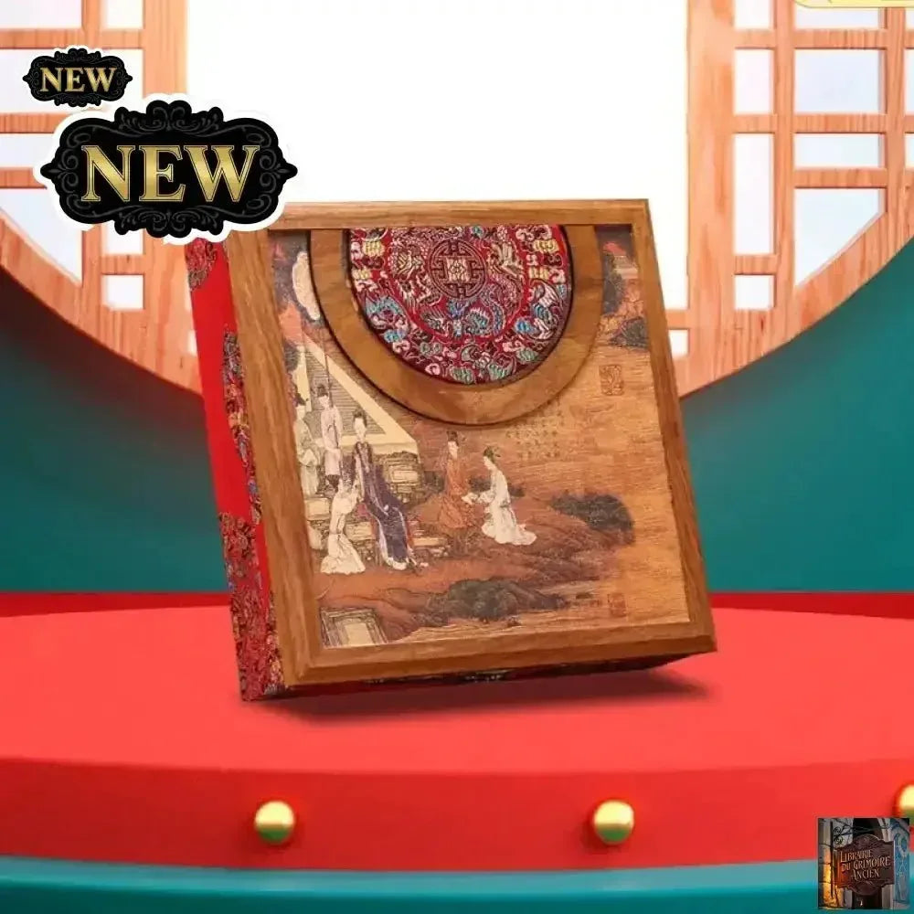 Boîte à thé vintage en bois Pu'er - Boîte de rangement 357 g - © 2026 Le Grimoire Ancien