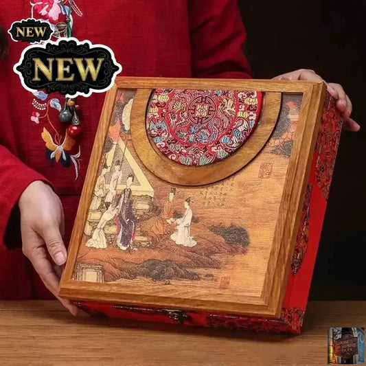 Boîte à thé vintage en bois Pu'er - Boîte de rangement 357 g - © 2026 Le Grimoire Ancien