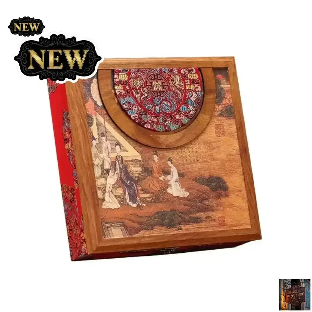 Boîte à thé vintage en bois Pu'er - Boîte de rangement 357 g - © 2026 Le Grimoire Ancien