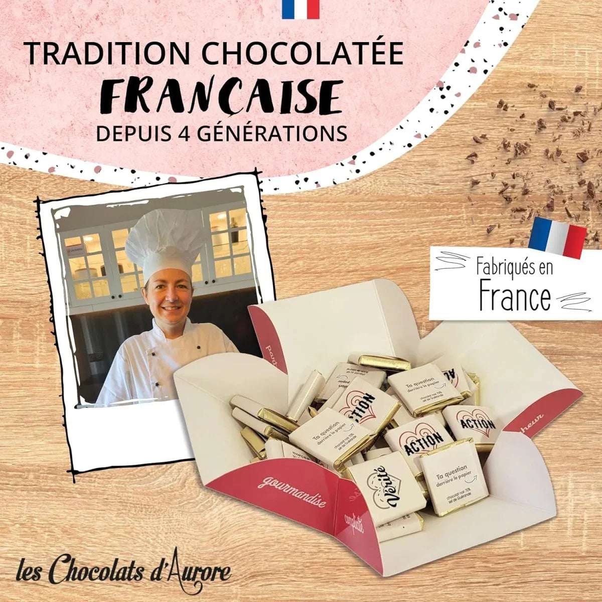 Boîte de 40 Carrés de chocolat individuels "Action ou Vérité" - Spécial Saint - Valentin - © 2026 Le Grimoire Ancien