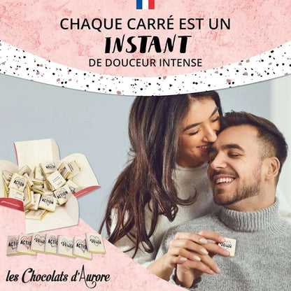 Boîte de 40 Carrés de chocolat individuels "Action ou Vérité" - Spécial Saint - Valentin - © 2026 Le Grimoire Ancien