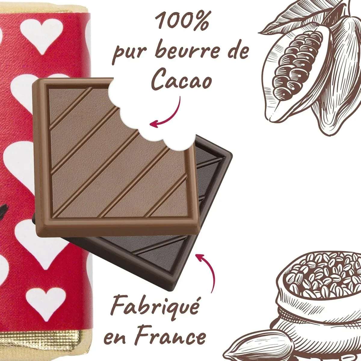 Boîte de Chocolats - Coffret de 32 carrés de chocolat individuels pour lui dire "Je t’aime" - © 2026 Le Grimoire Ancien
