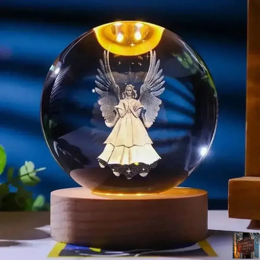 Boule de cristal illuminée - Jésus et Vierge Marie avec croix pour dévotion - © 2026 Le Grimoire Ancien