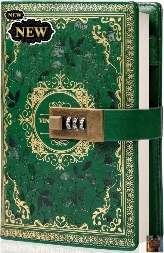Carnet de notes vintage en cuir avec serrure à combinaison - © 2026 Le Grimoire Ancien