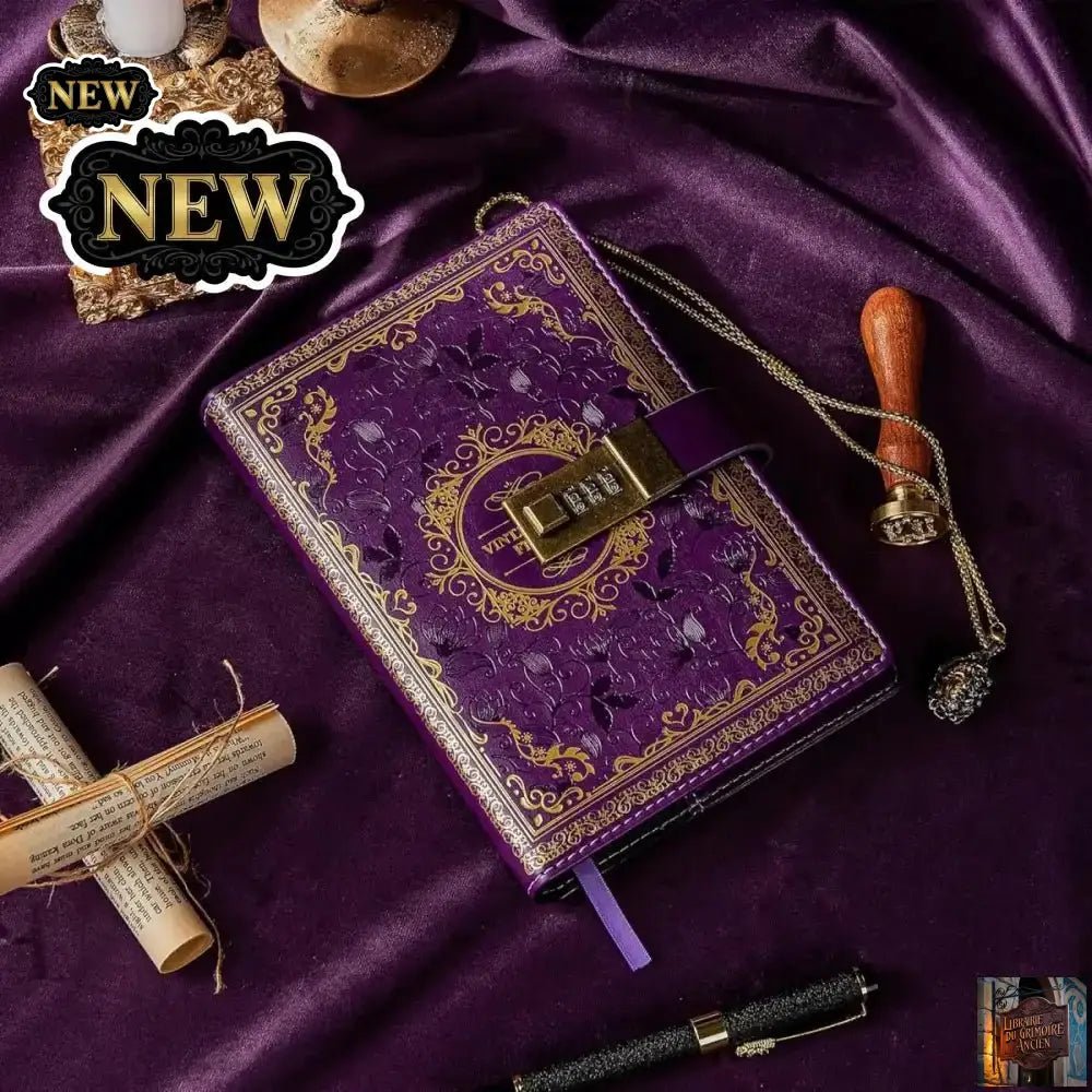 Carnet de notes vintage en cuir avec serrure à combinaison - Le Grimoire Ancien