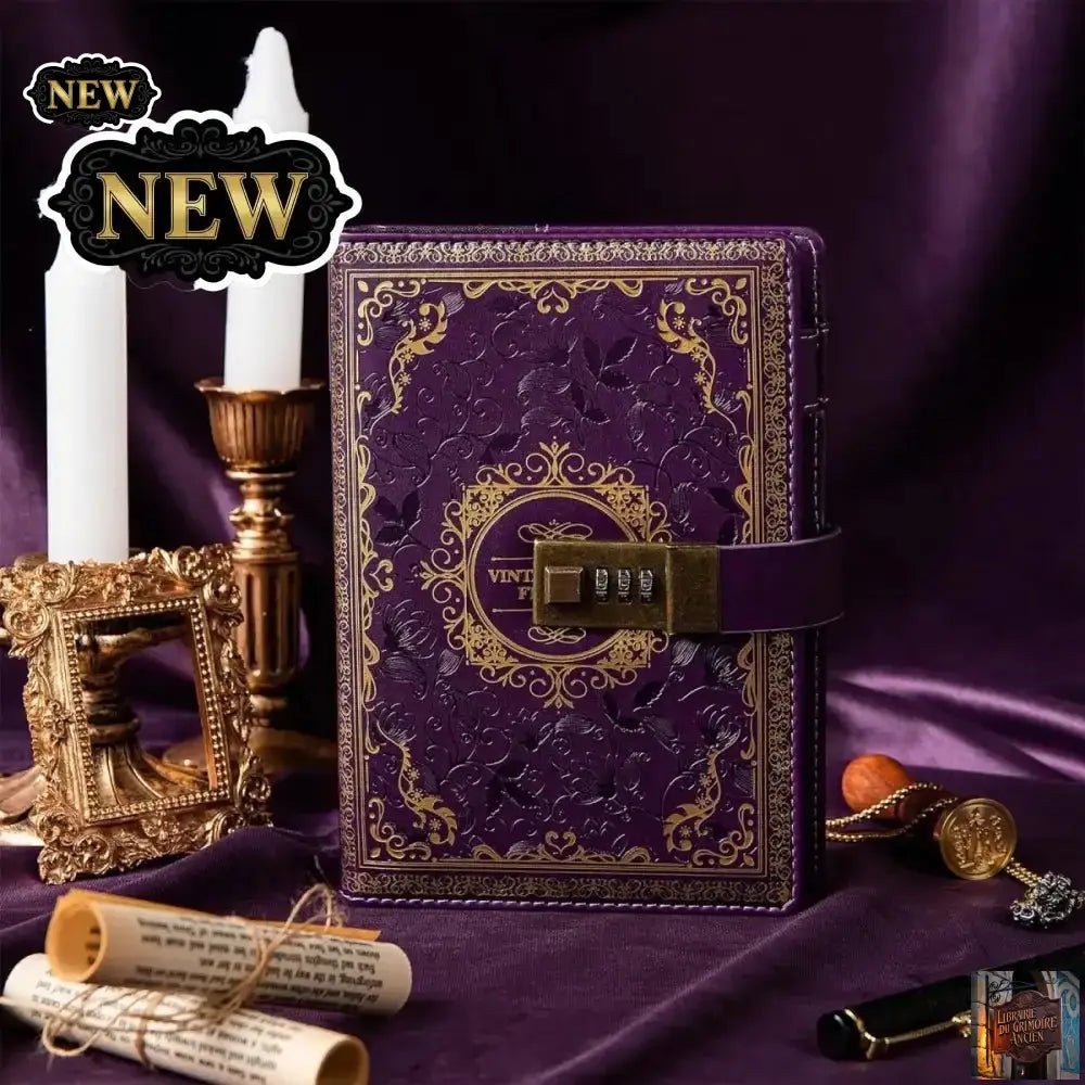 Carnet de notes vintage en cuir avec serrure à combinaison - Le Grimoire Ancien