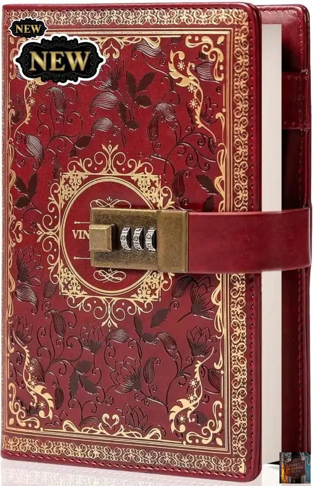 Carnet de notes vintage en cuir avec serrure à combinaison - Le Grimoire Ancien