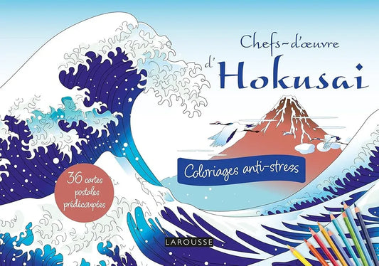 Cartes postales à colorier : Chefs-d'oeuvre d'Hokusai - 40 pages - Larousse - © 2026 Le Grimoire Ancien