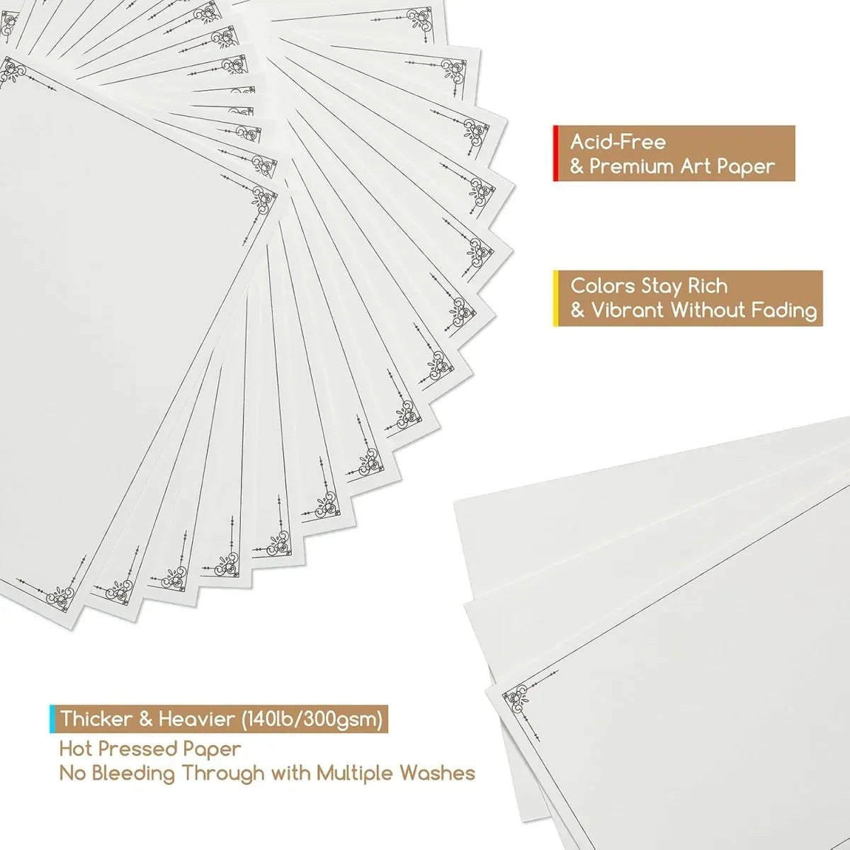 Cartes postales vierges en papier aquarelle : 10,2 x 15,2 cm - 63,5 kg/300 g/m² - 20 feuilles de papier 100 % coton - © 2026 Le Grimoire Ancien