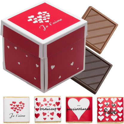 Coffret de Chocolats - Boîte de 40 carrés de chocolat individuels pour lui dire "Je t’aime" - © 2026 Le Grimoire Ancien