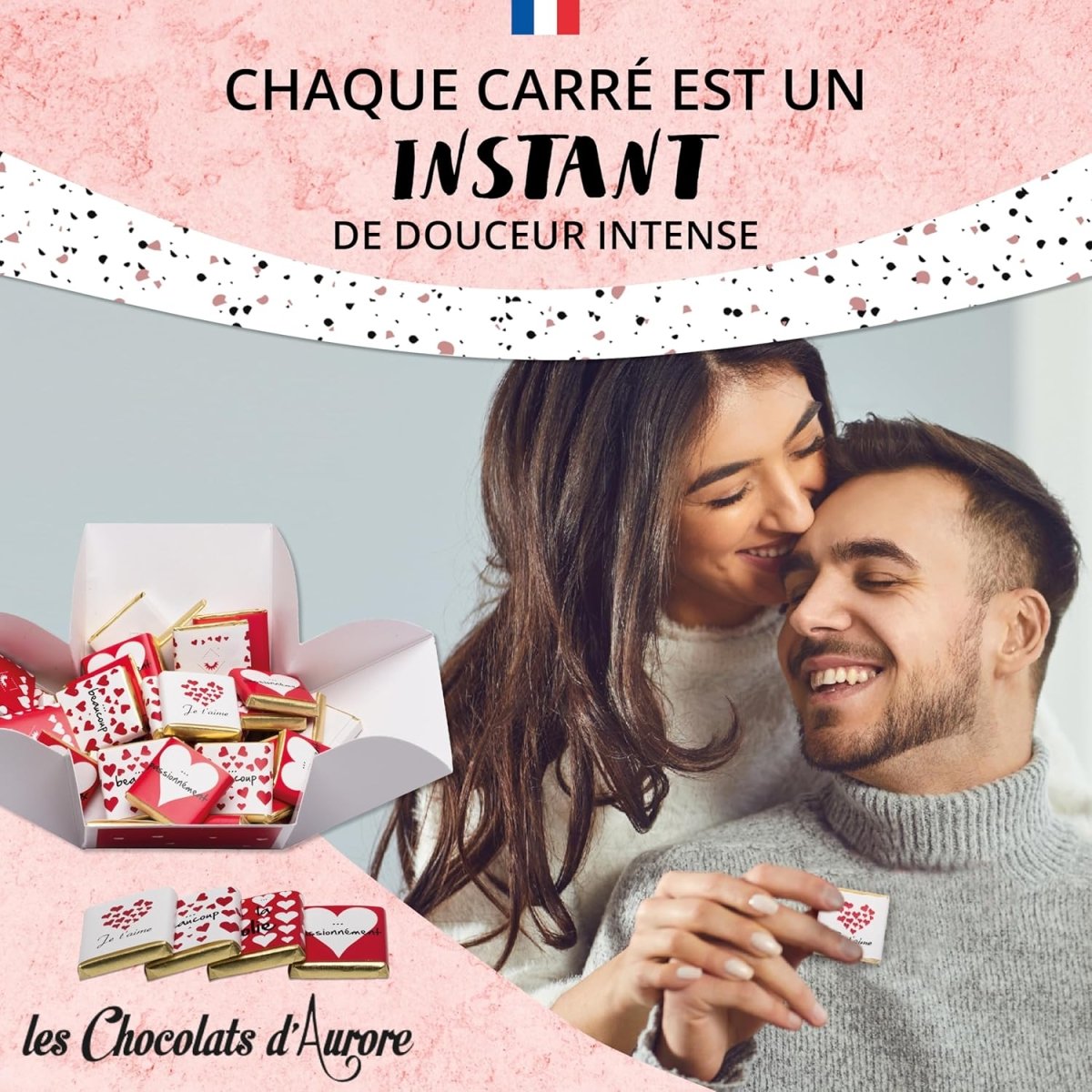 Coffret de Chocolats - Boîte de 40 carrés de chocolat individuels pour lui dire "Je t’aime" - © 2026 Le Grimoire Ancien