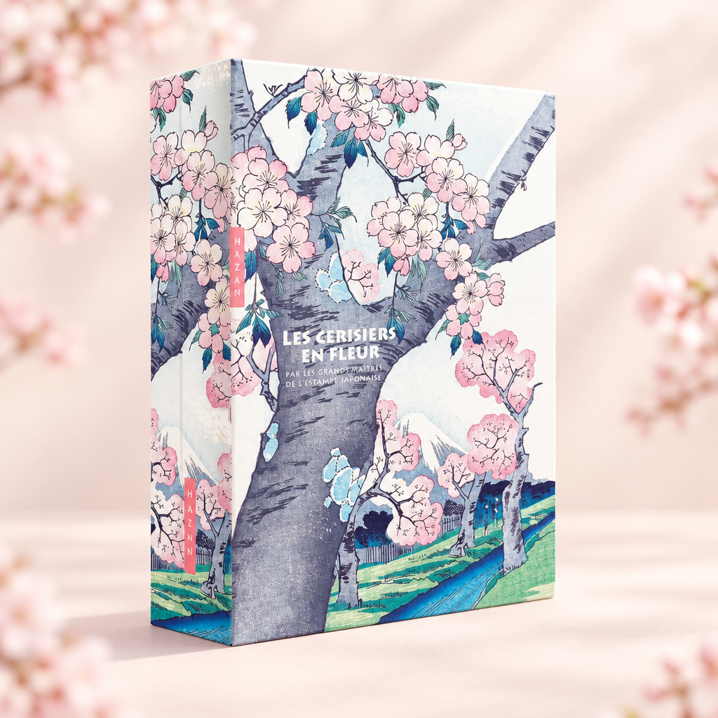 Coffret Les Cerisiers en fleur sur un fond printanier