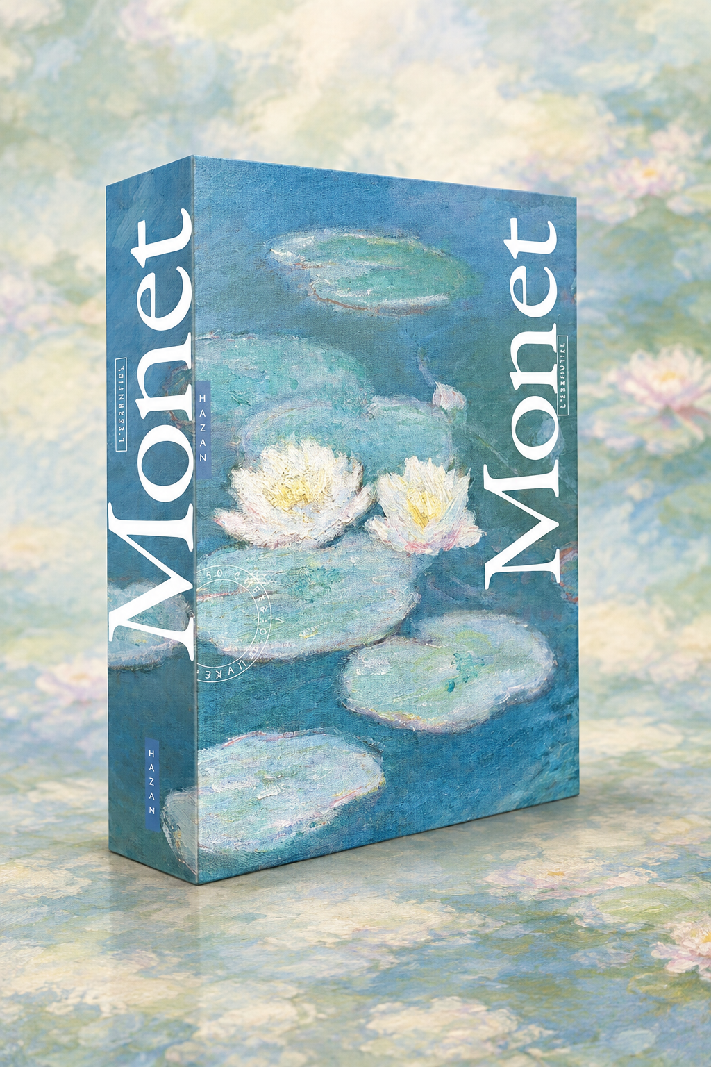 Coffret Monet sur un arrière-plan inspiré des nymphéas