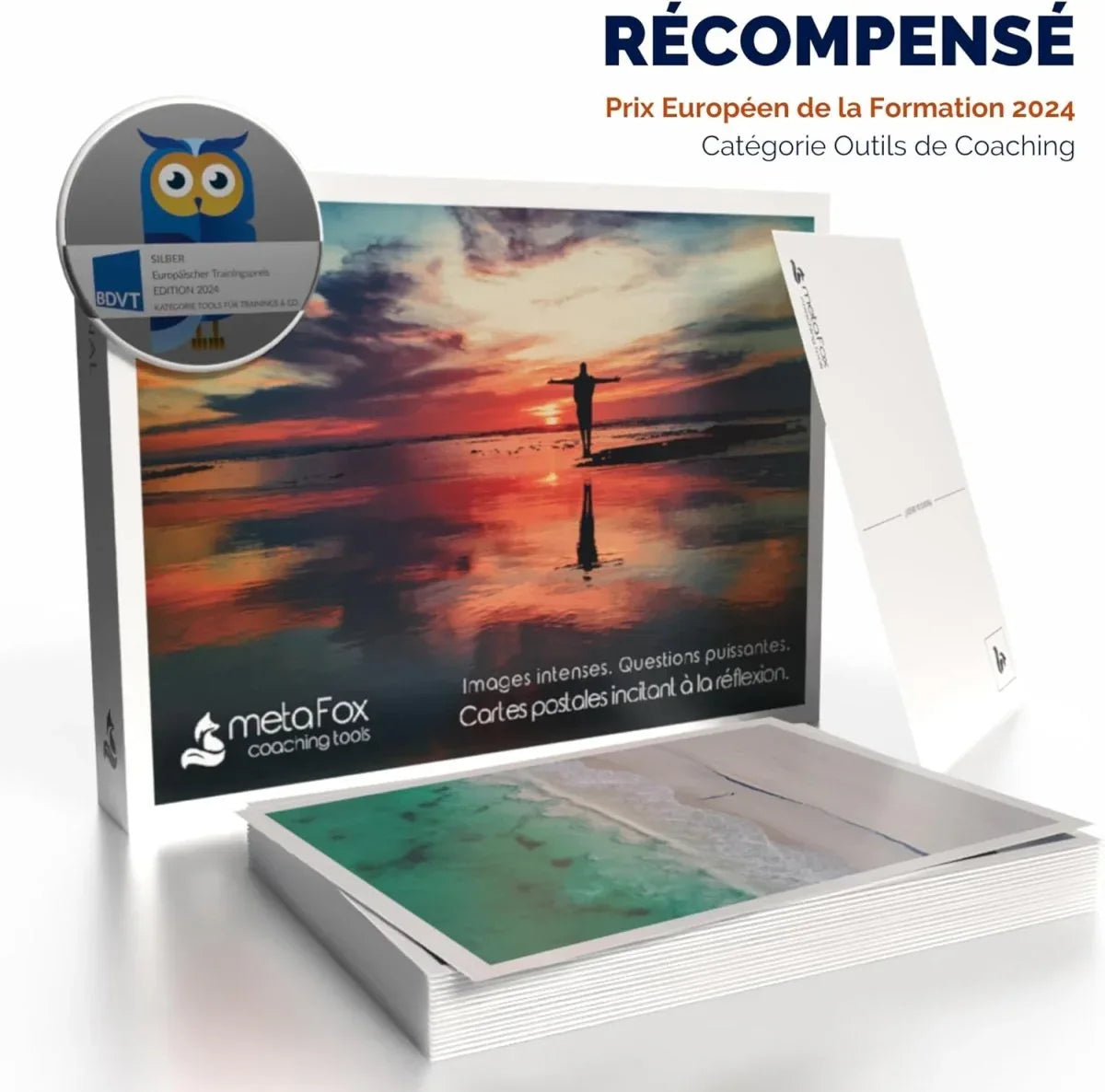 Coffret original de 52 cartes postales de motivation + un jeu de 52 cartes postales pour le coaching et la thérapie - © 2026 Le Grimoire Ancien