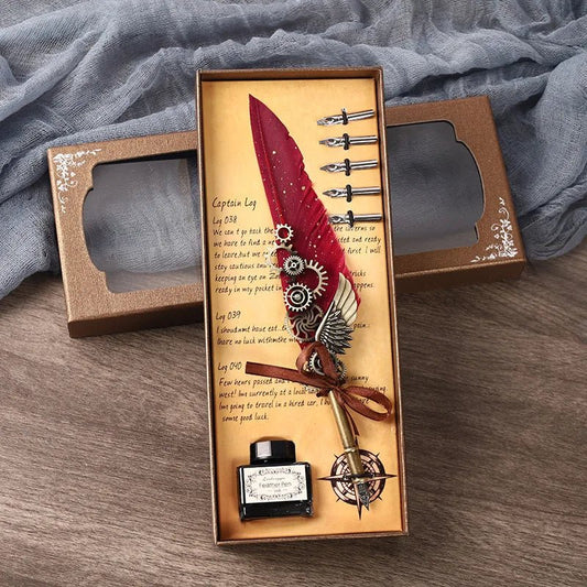 Ensemble de stylos avec plume (encre fournie) - Le Grimoire Ancien