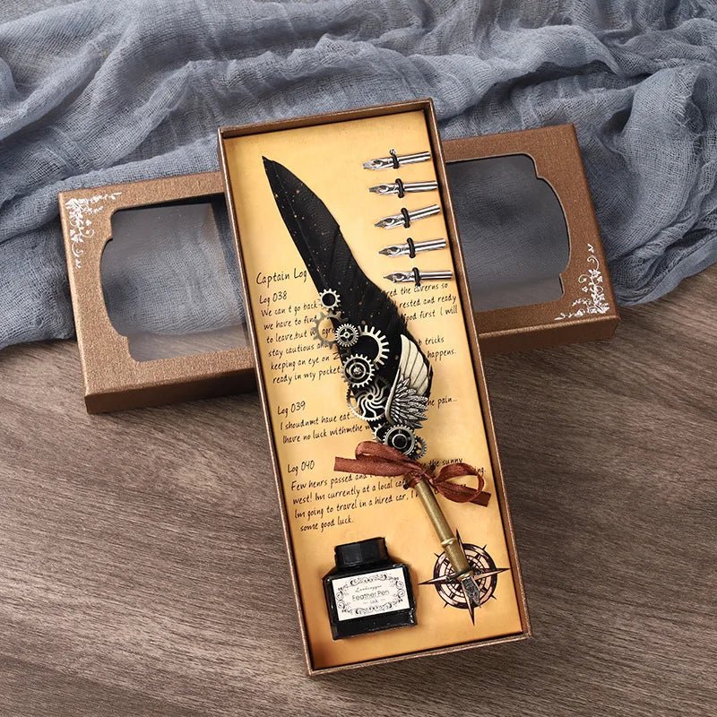 Ensemble de stylos avec plume (encre fournie) - Le Grimoire Ancien