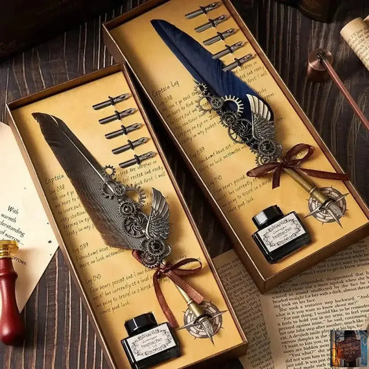 Ensemble de stylos avec plume (encre fournie) - © 2026 Le Grimoire Ancien