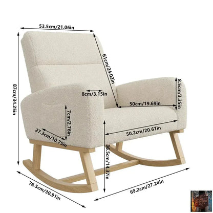 Fauteuil à Bascule Teddy - Fauteuil d'appoint rembourré avec pieds en bois et poches latérales - © 2026 Le Grimoire Ancien