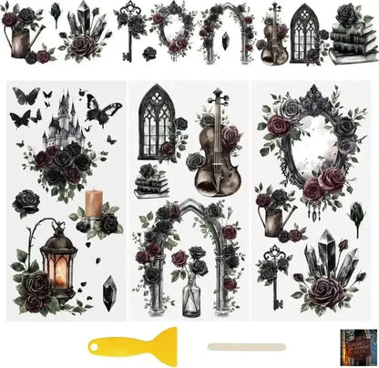 Feuilles autocollantes rétro pour scrapbooking - Autocollants magiques (Lot de 3 feuilles) - © 2026 Le Grimoire Ancien