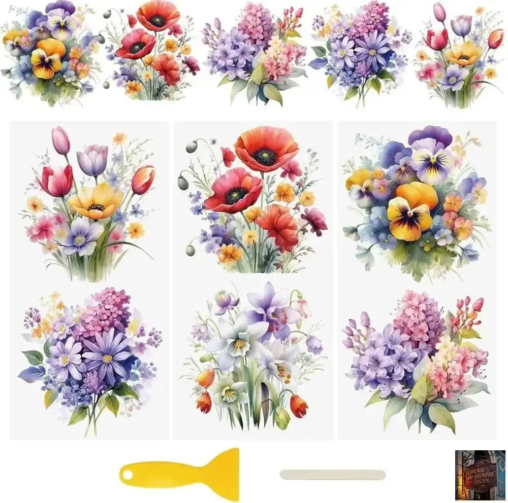 Feuilles autocollantes rétro pour scrapbooking - Autocollants magiques (Lot de 3 feuilles) - © 2026 Le Grimoire Ancien