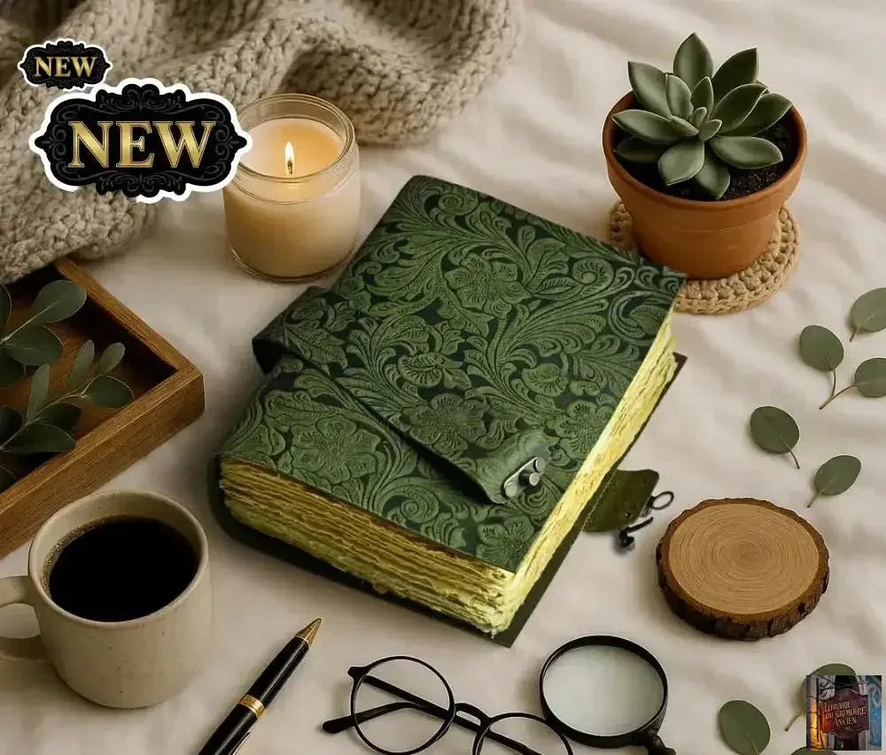 Journal en cuir – Journal antique fait à la main – Journal relié en papier vintage (20,3 cm x 15,2 cm) - © 2026 Le Grimoire Ancien