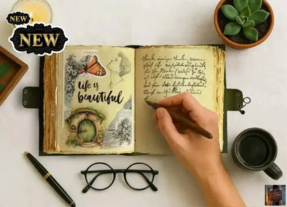 Journal en cuir – Journal antique fait à la main – Journal relié en papier vintage (20,3 cm x 15,2 cm) - © 2026 Le Grimoire Ancien