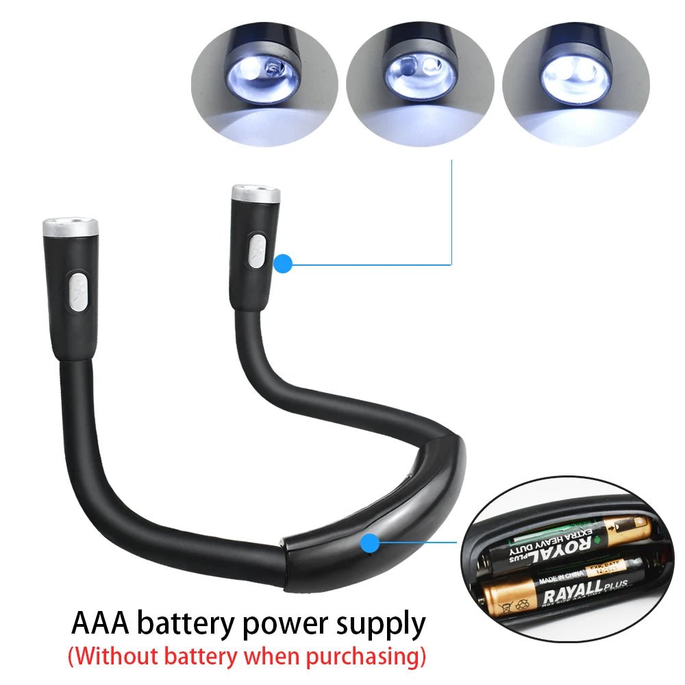 Lampe de lecture LED suspendue au cou, rechargeable par USB/AAA, protection des yeux, lampe de livre pour la lecture nocturne, la course à pied - Le Grimoire Ancien