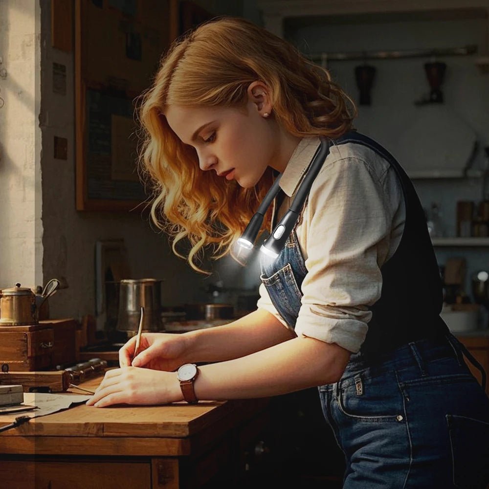 Lampe de lecture LED suspendue au cou, rechargeable par USB/AAA, protection des yeux, lampe de livre pour la lecture nocturne, la course à pied - Le Grimoire Ancien