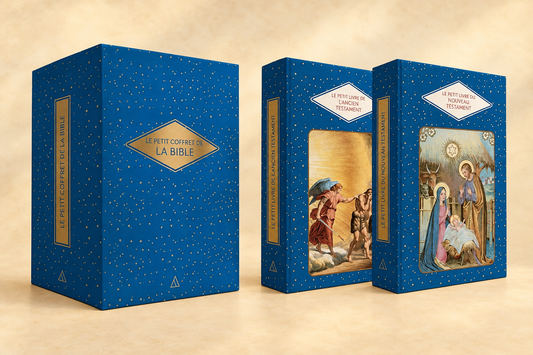 Le Petit Coffret de la Bible sur un fond ivoire