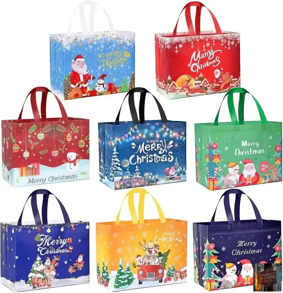 Lot de 8 grands sacs cadeaux de Noël - Format 33 x 24 x 17 cm - © 2026 Le Grimoire Ancien