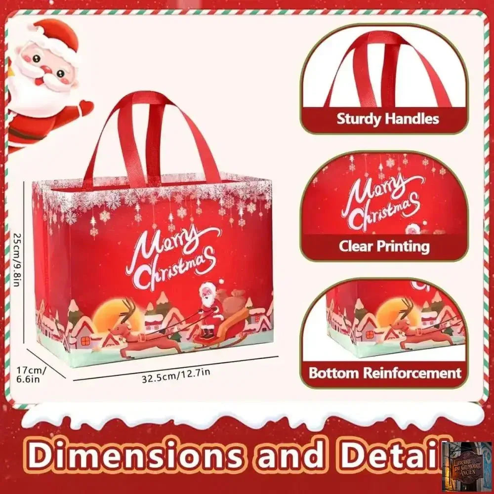 Lot de 8 grands sacs cadeaux de Noël - Format 33 x 24 x 17 cm - © 2026 Le Grimoire Ancien