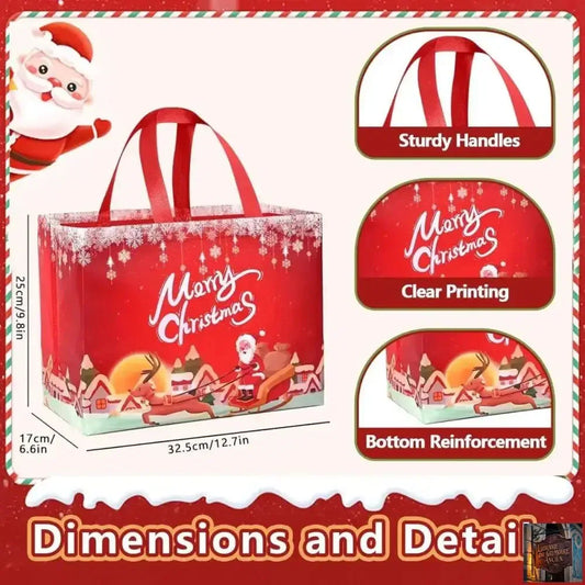 Lot de 8 grands sacs cadeaux de Noël - Format 33 x 24 x 17 cm - © 2026 Le Grimoire Ancien