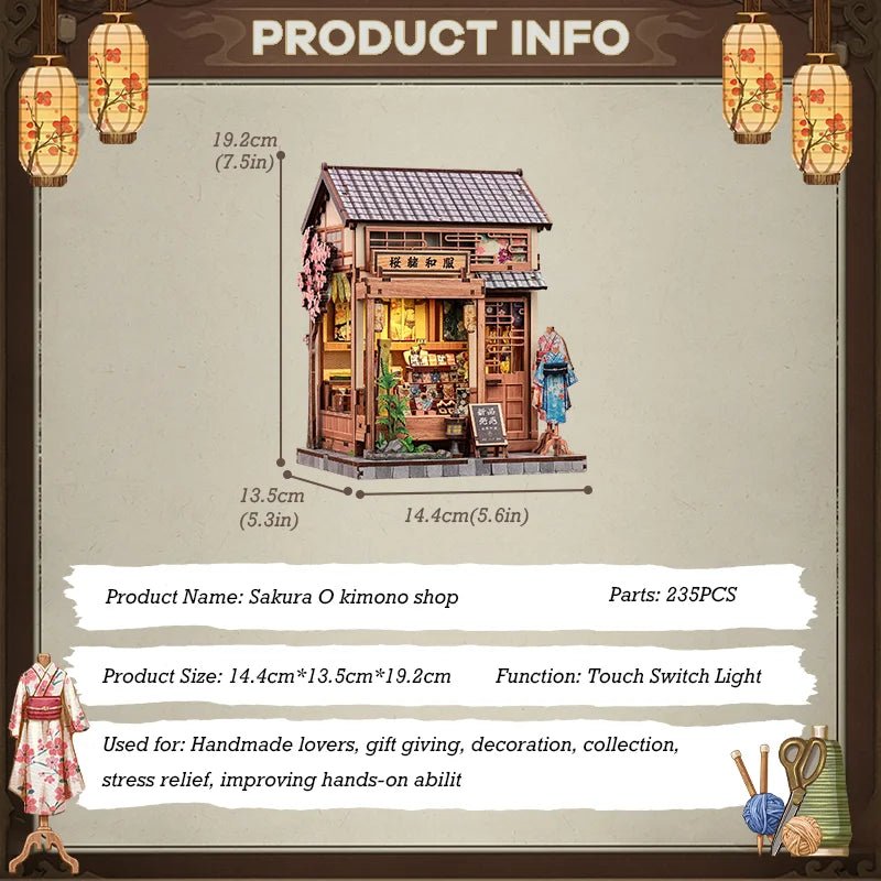 Maison miniature en bois pour bibliothèque - Le Grimoire Ancien