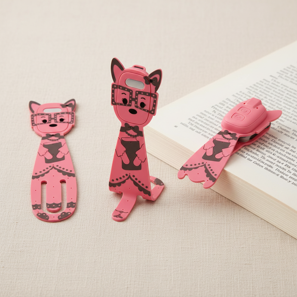 Marque-page chien rose – fond neutre