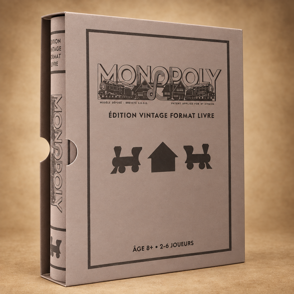 Monopoly vintage sur fond beige parchemin