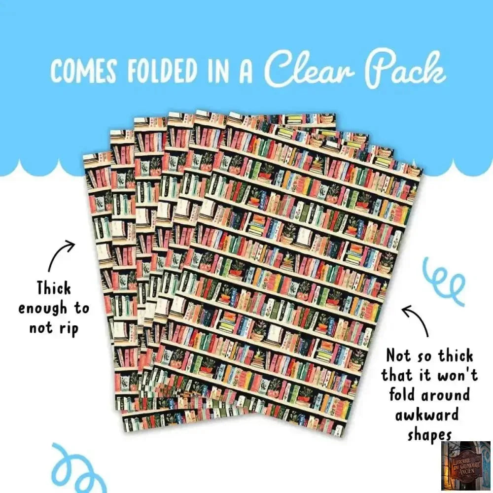 Papier d'emballage livres – 6 feuilles de papier cadeau - © 2026 Le Grimoire Ancien