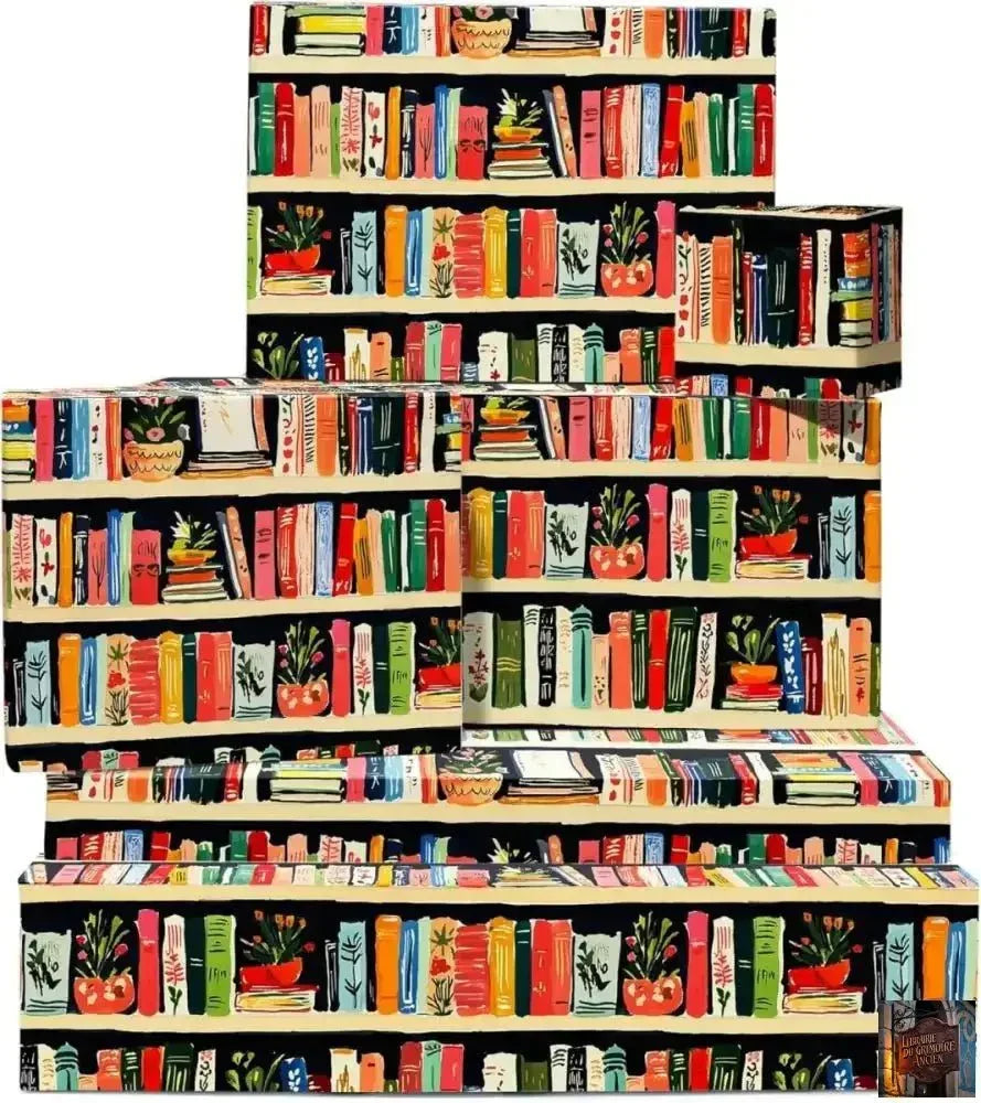 Papier d'emballage livres – 6 feuilles de papier cadeau - © 2026 Le Grimoire Ancien