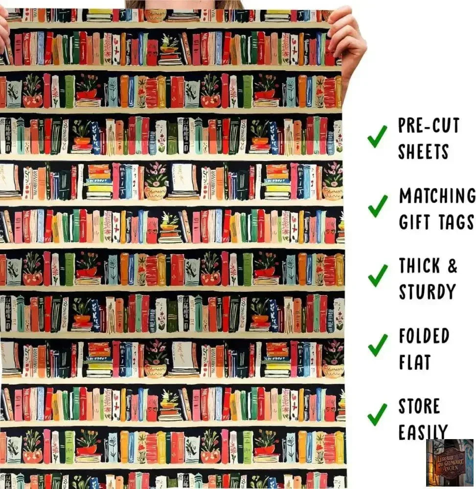 Papier d'emballage livres – 6 feuilles de papier cadeau - © 2026 Le Grimoire Ancien