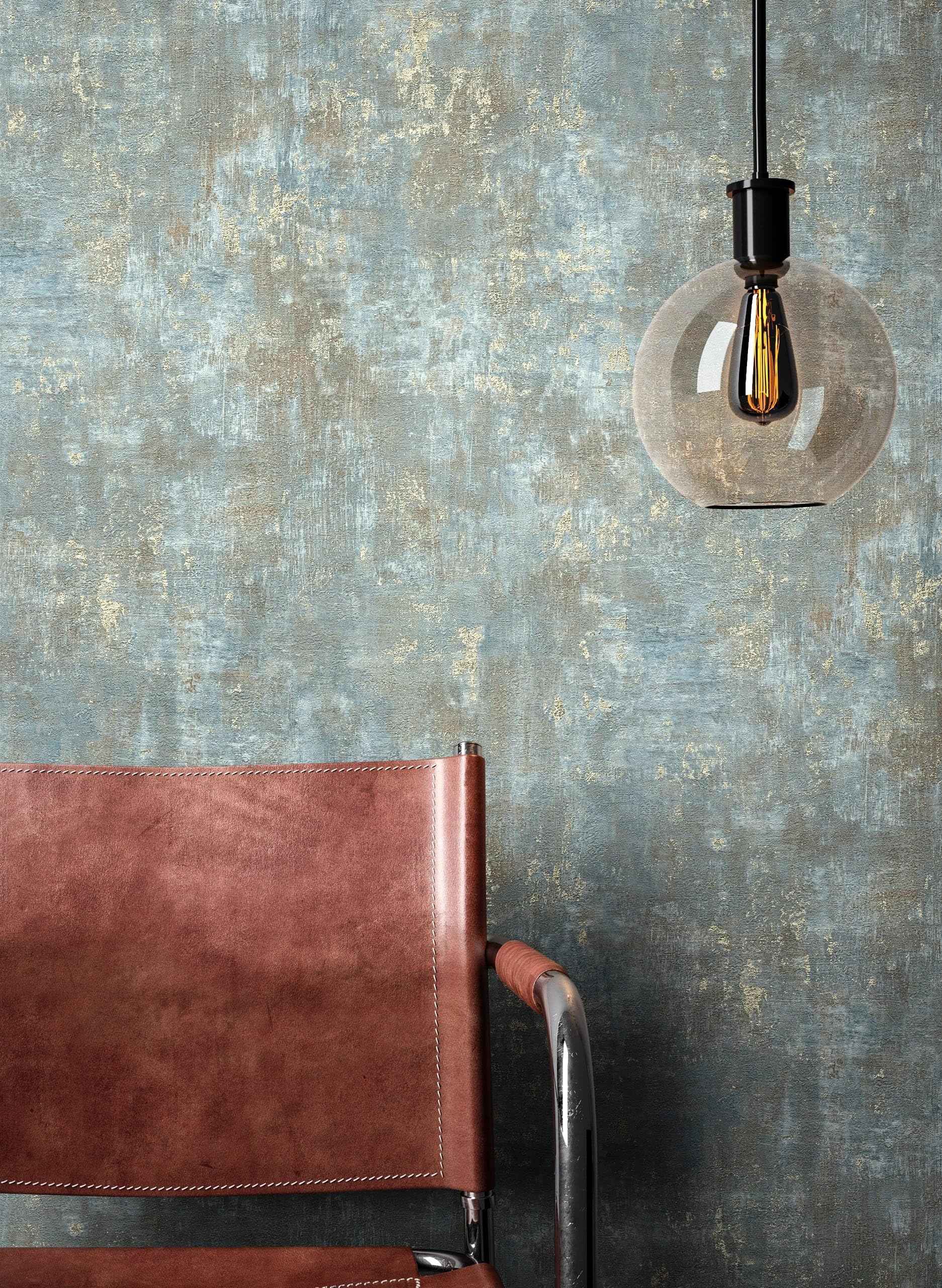 Papier peint intissé effet enduit béton métallique | Newroom Tyana — Noir, Bleu, Gris & Beige - © 2026 Le Grimoire Ancien