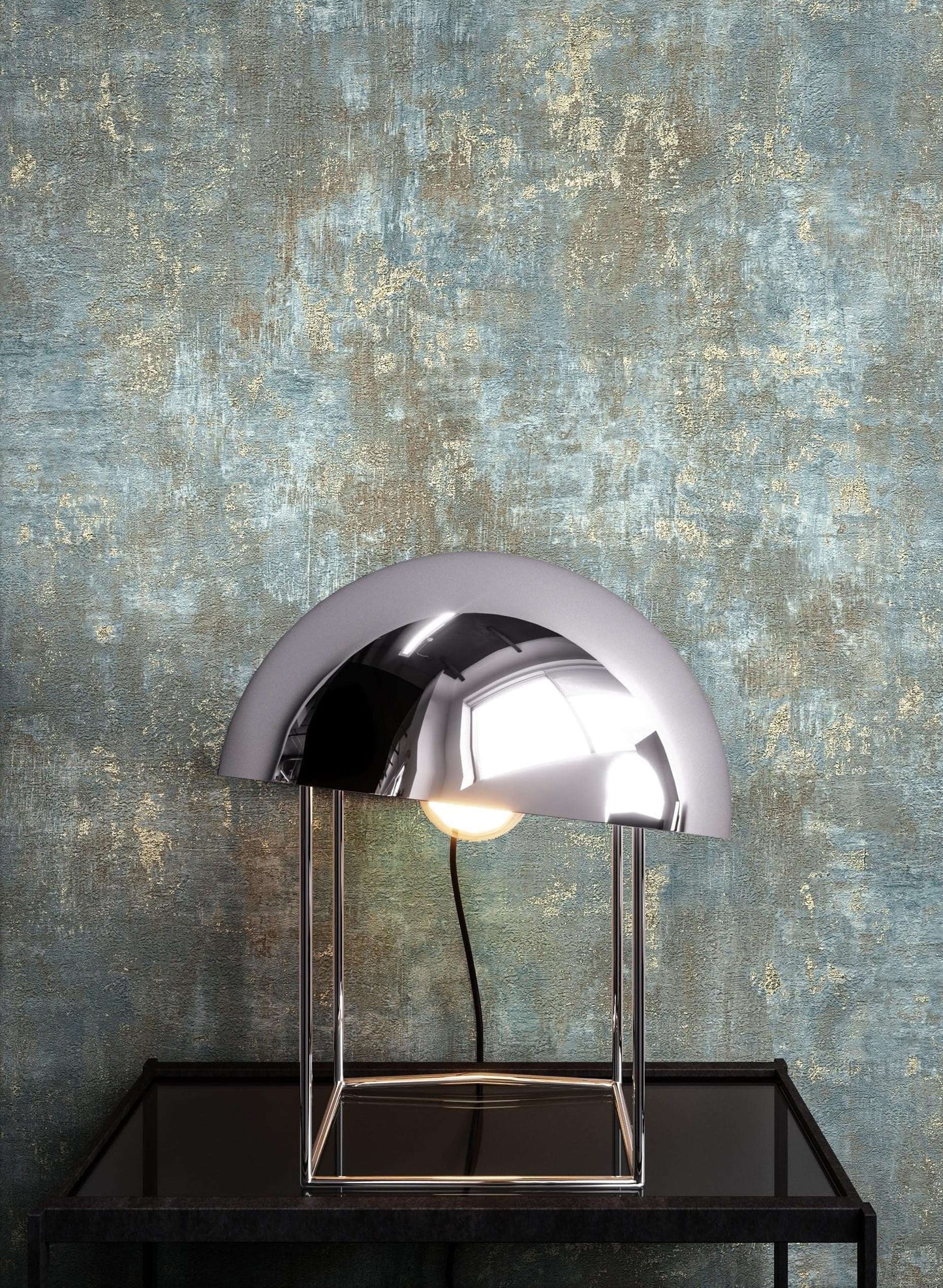 Papier peint intissé effet enduit béton métallique | Newroom Tyana — Noir, Bleu, Gris & Beige - © 2026 Le Grimoire Ancien