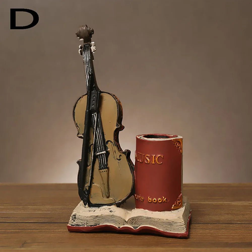 Porte - stylo artisanal en résine (saxophone & violon) - Le Grimoire Ancien