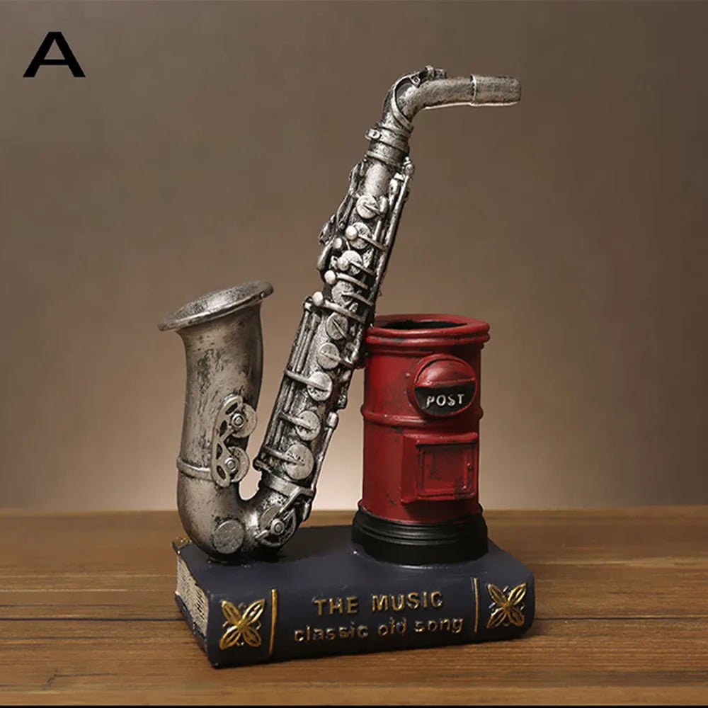 Porte - stylo artisanal en résine (saxophone & violon) - Le Grimoire Ancien