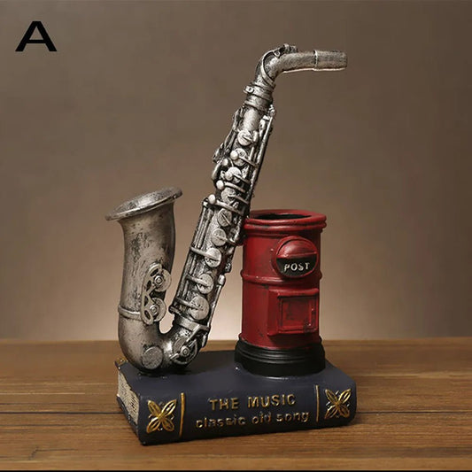 Porte - stylo artisanal en résine (saxophone & violon) - Le Grimoire Ancien