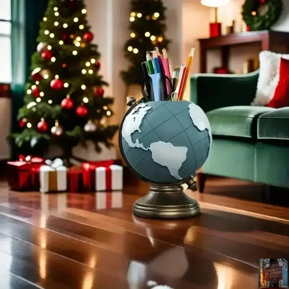 Porte-stylo - Globe créatif - Organisateur de bureau en résine - © 2026 Le Grimoire Ancien