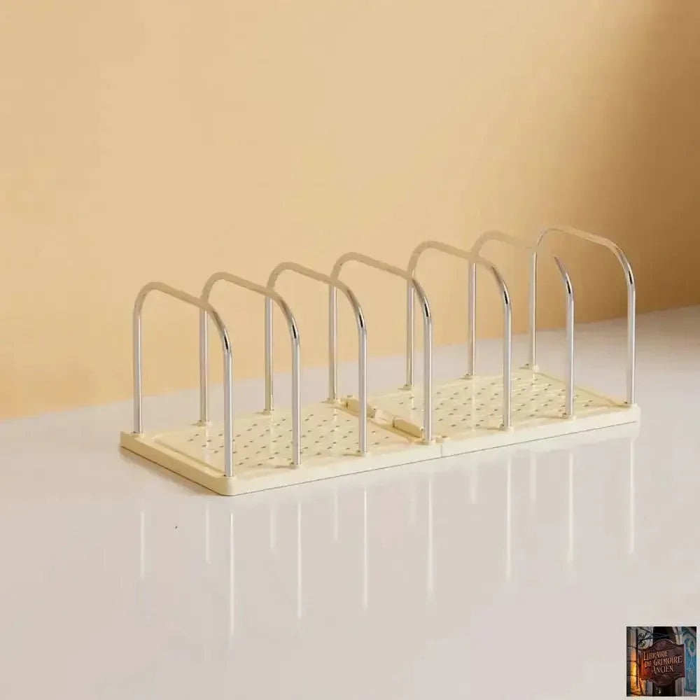 Serre-livres à six grilles, gain de place avec boîte de rangement - © 2026 Le Grimoire Ancien