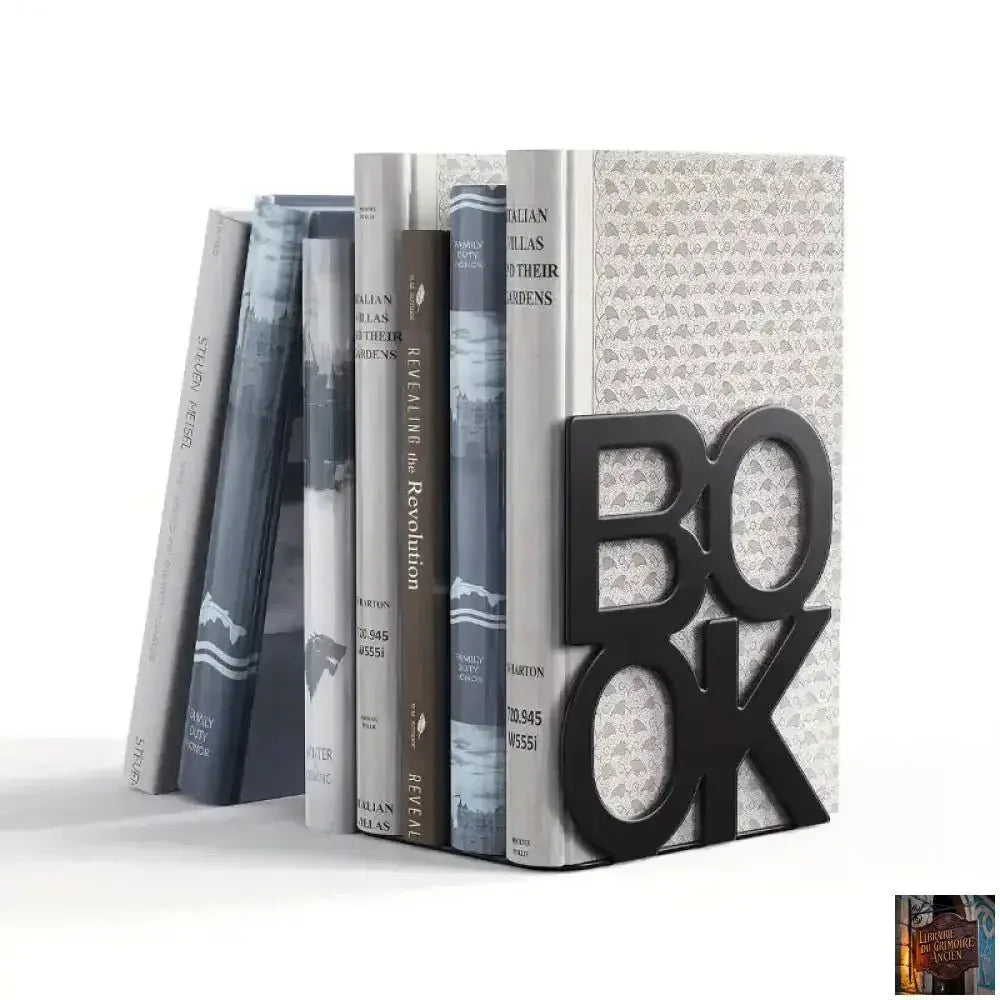 Serre-livres en fer, 1 pièce, support de livre - 2 couleurs - © 2026 Le Grimoire Ancien